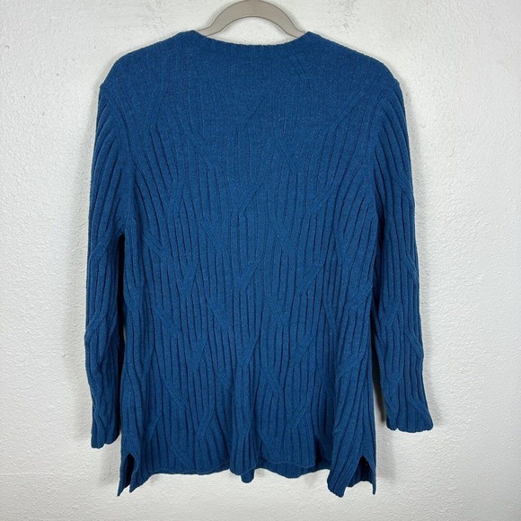 J Jill Blue Chenille Tunic Sweater Womens XL Super SOFT Chunky Cable Knit - Picture 3 of 7